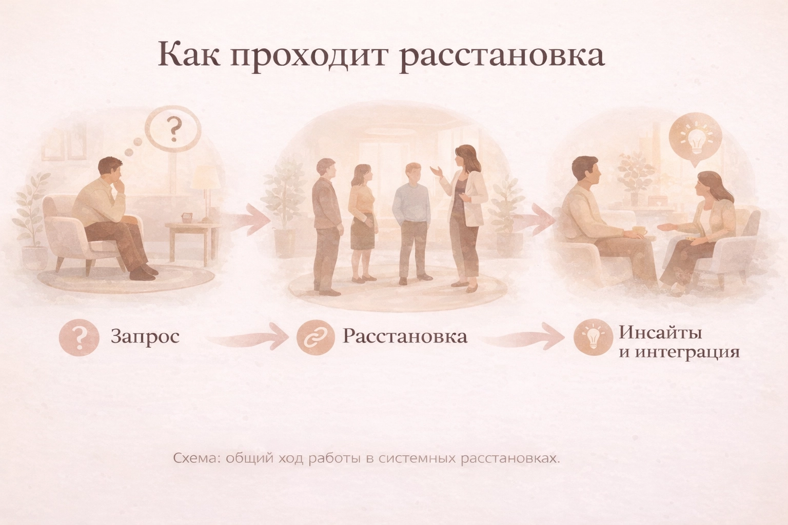 Как проходит системная расстановка: запрос, расстановка, инсайты и интеграция